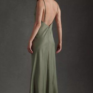 BHLDN Charlie Satin Charmeuse Dress in Moss